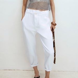 Zara white paper bag jeans